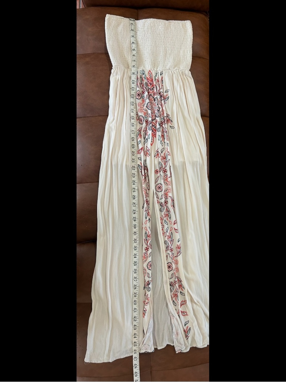 “hint of mint” brand, cream colored, strapless boho dress